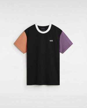 Camiseta Vans Colorblock Boyfriend Fit Feminino Pretas | VN0269157