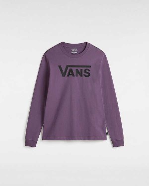 Camiseta Vans Flying V Classic Long Sleeve Feminino Roxo | VN8731940