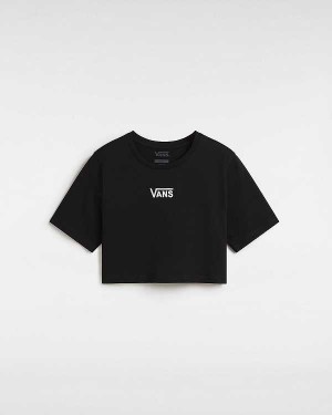 Camiseta Vans Flying V Crew Crop Feminino Pretas | VN8956170