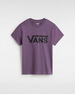 Camiseta Vans Flying V Crew Feminino Roxo | VN1508396