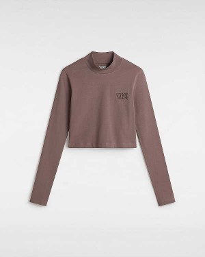 Camiseta Vans Mini Mock Neck Long Sleeve Feminino Marrom | VN2071856