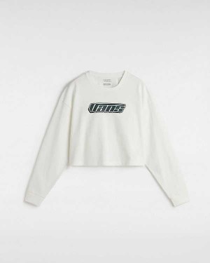 Camiseta Vans Retro V Hook and Loop Relaxed Long Sleeve Crop Feminino Branco | VN7642158