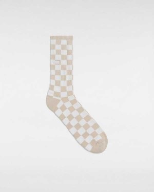 Meias Vans Checkerboard Crew (1 Pair) Unisex Bege | VN2768305