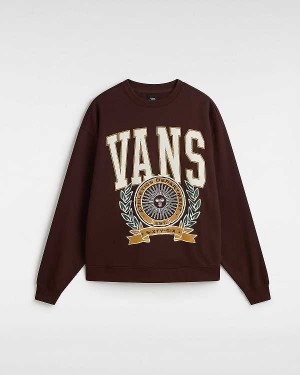 Moletom Vans First Team Oversized Crew Feminino Marrom | VN3401857