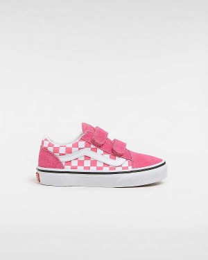 Tenis Vans Old Skool Hook and Loop Checkerboard (4-8 Years) Criança Rosa | VN8795164