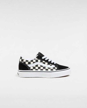 Tenis Vans Primary Check Old Skool (4-8 years) Criança Pretas Branco | VN6895123