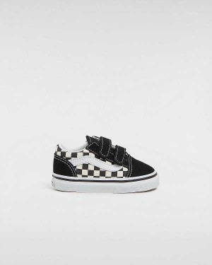 Tenis Vans Primary Check Old Skool Hook And Loop (1-4 years) Criança Pretas Branco | VN1260597