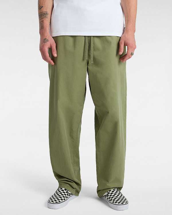 Calças Vans Range Baggy Tapered Elastic Waist Masculino Verdes | VN6851724