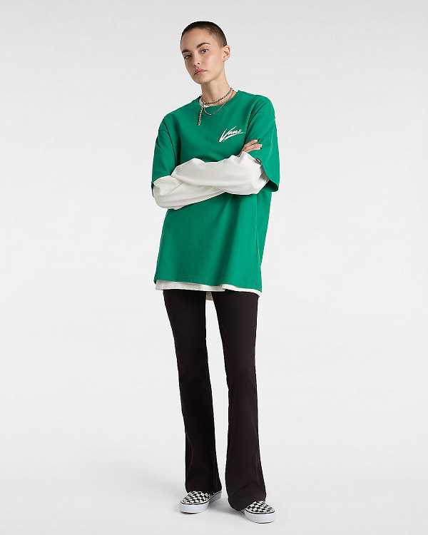 Camiseta Vans Dettori Loose Fit Feminino Verdes | VN1247630