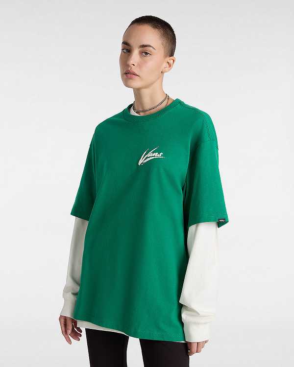 Camiseta Vans Dettori Loose Fit Feminino Verdes | VN1247630