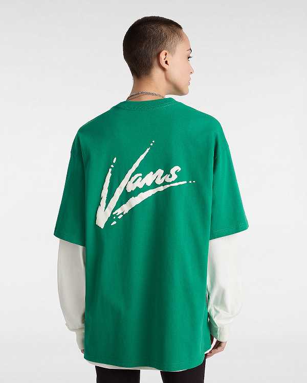 Camiseta Vans Dettori Loose Fit Feminino Verdes | VN1247630