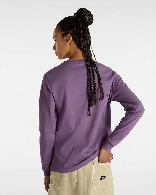 Camiseta Vans Flying V Classic Long Sleeve Feminino Roxo | VN8731940