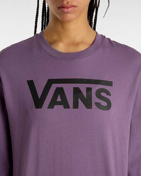 Camiseta Vans Flying V Classic Long Sleeve Feminino Roxo | VN8731940