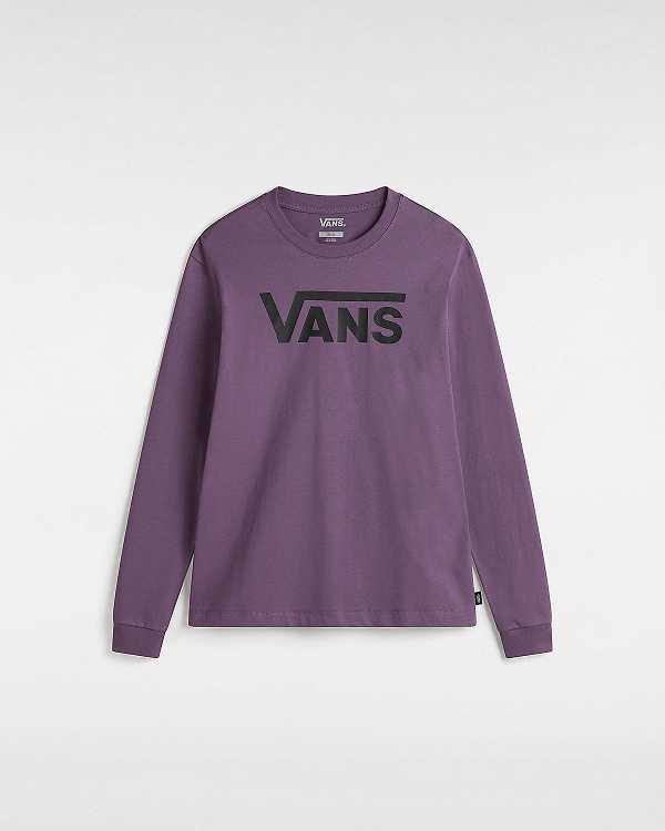 Camiseta Vans Flying V Classic Long Sleeve Feminino Roxo | VN8731940