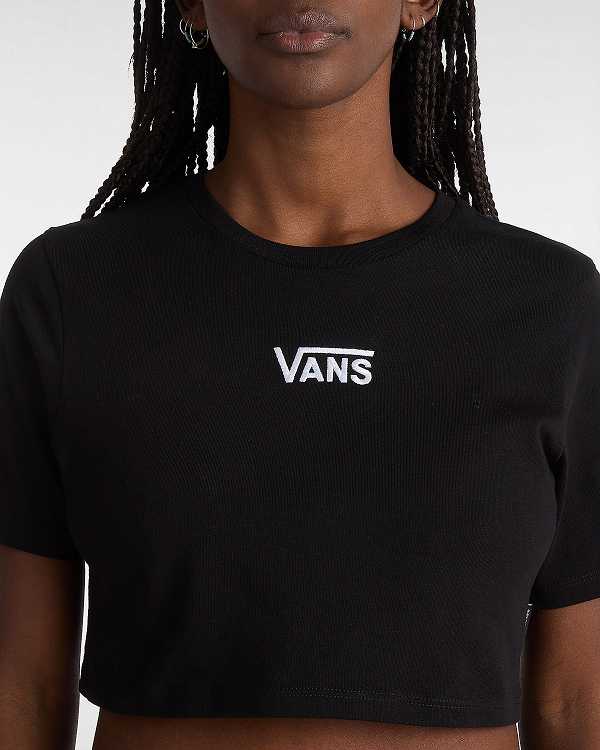 Camiseta Vans Flying V Crew Crop Feminino Pretas | VN8956170