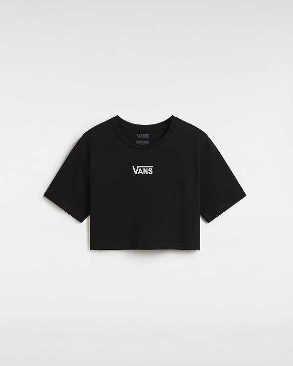 Camiseta Vans Flying V Crew Crop Feminino Pretas | VN8956170