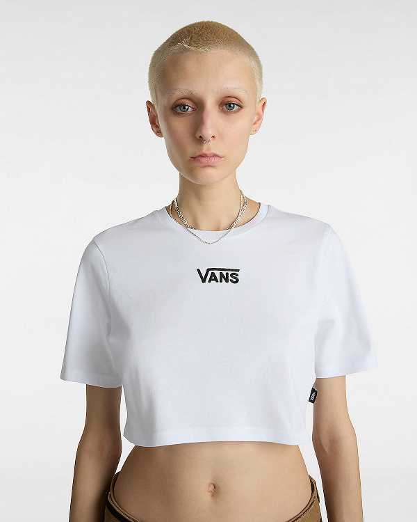 Camiseta Vans Flying V Crew Crop Feminino Branco | VN3015679