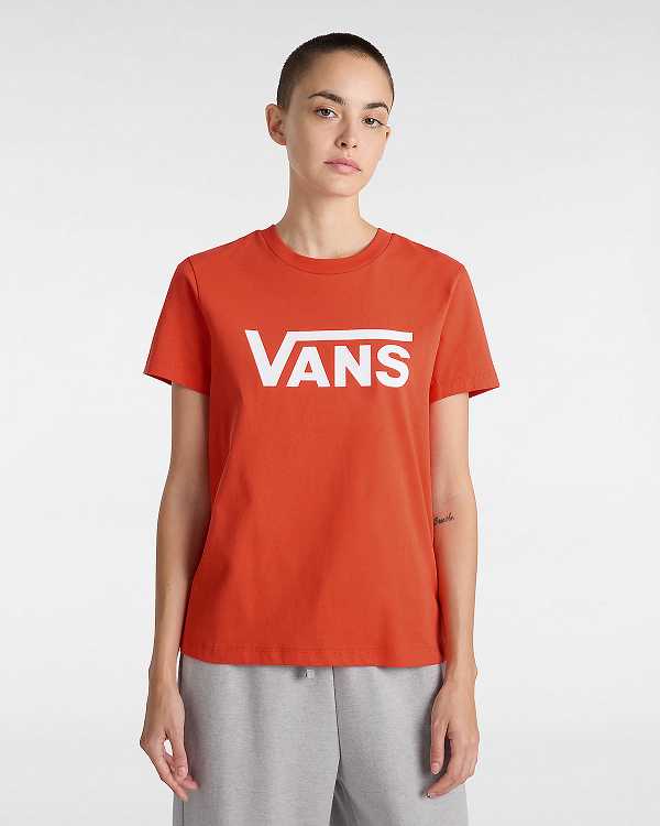 Camiseta Vans Flying V Crew Feminino Laranja | VN4036192