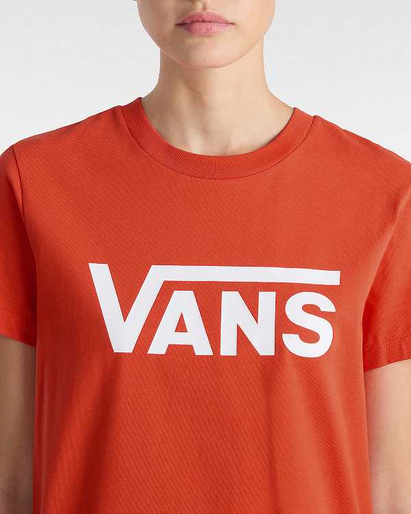 Camiseta Vans Flying V Crew Feminino Laranja | VN4036192