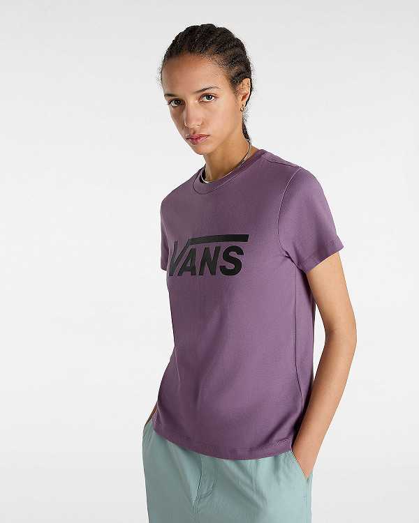 Camiseta Vans Flying V Crew Feminino Roxo | VN1508396