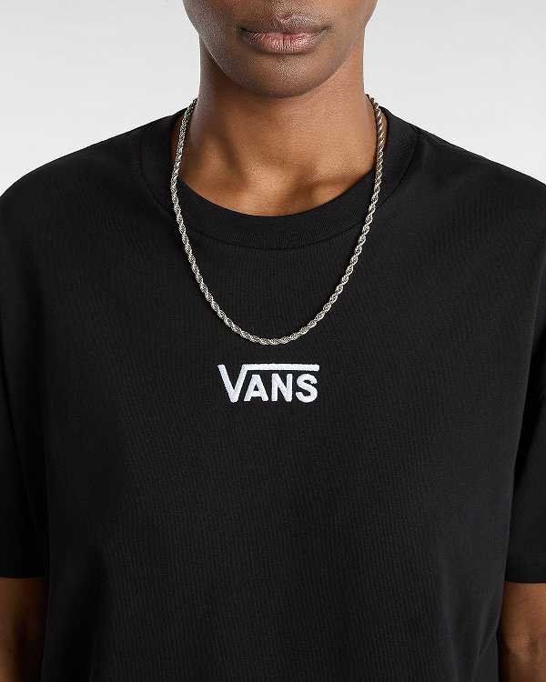 Camiseta Vans Flying V Oversized Feminino Pretas | VN7389501