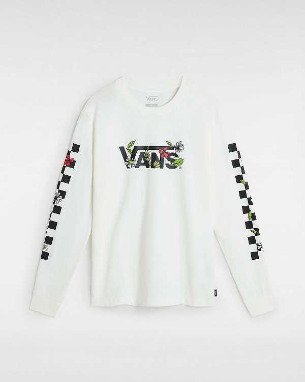 Camiseta Vans Foliage Boyfriend Long Sleeve Feminino Branco | VN7965413