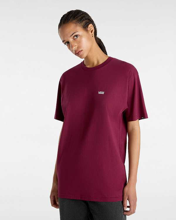 Camiseta Vans Left Chest Logo Feminino Bordeaux | VN0527436