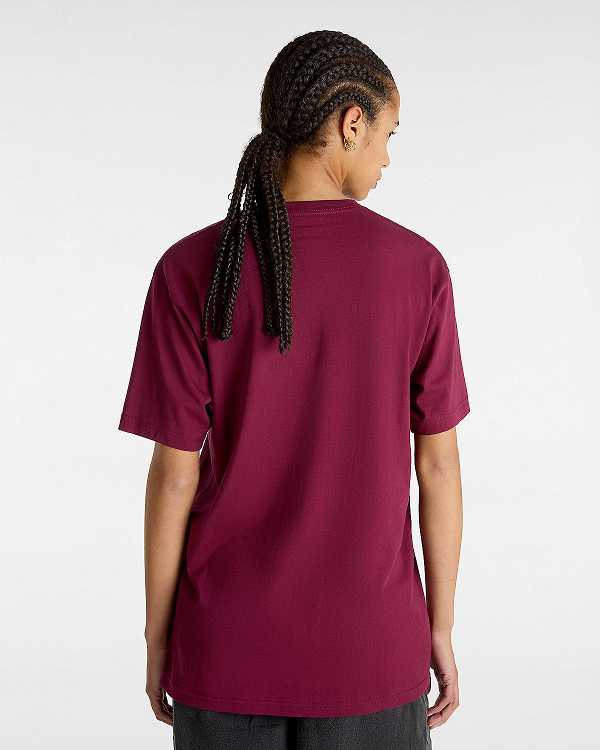 Camiseta Vans Left Chest Logo Feminino Bordeaux | VN0527436