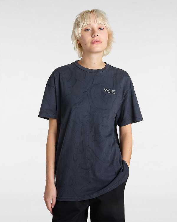 Camiseta Vans Moon Set Oversized Feminino Pretas | VN5324907