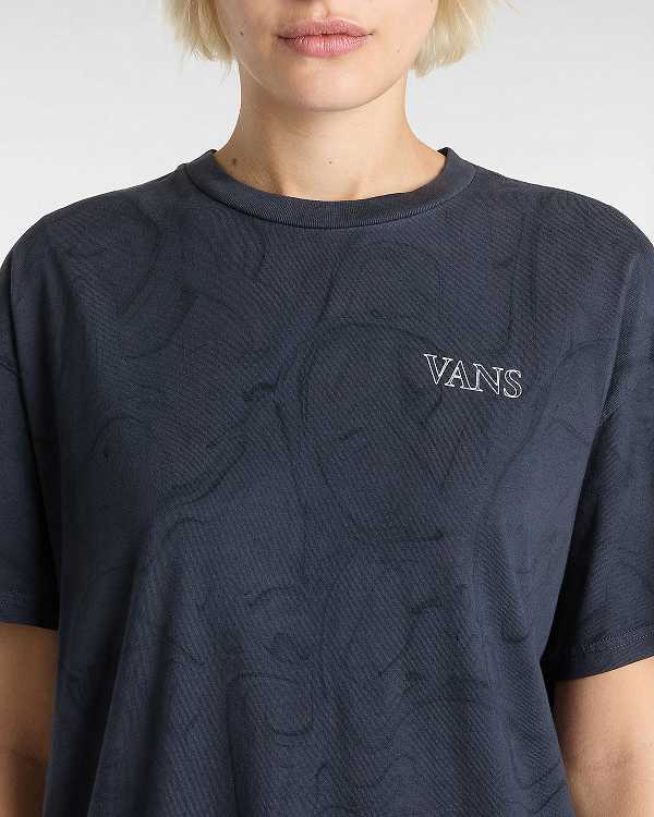 Camiseta Vans Moon Set Oversized Feminino Pretas | VN5324907