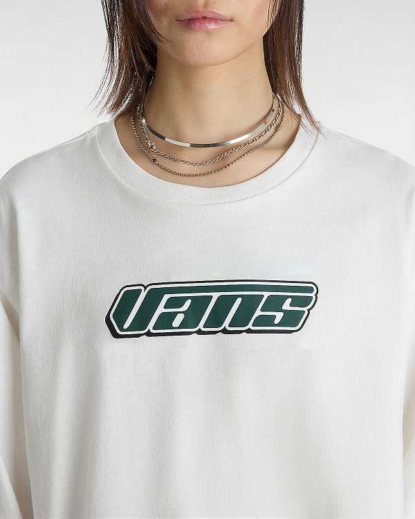 Camiseta Vans Retro V Hook and Loop Relaxed Long Sleeve Crop Feminino Branco | VN7642158