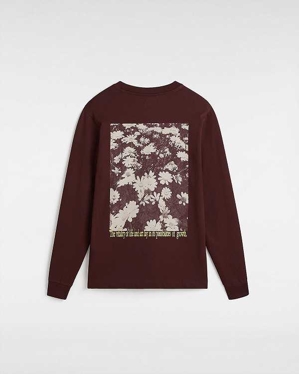 Camiseta Vans Vitality Fields Long Sleeve Feminino Marrom | VN6972418