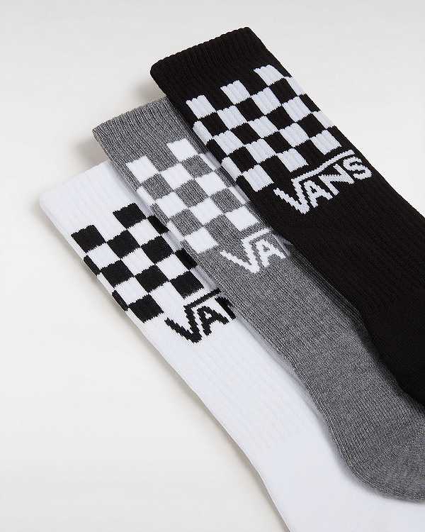 Meias Vans Classic Check Crew (3 pairs) Unisex Pretas | VN0635187