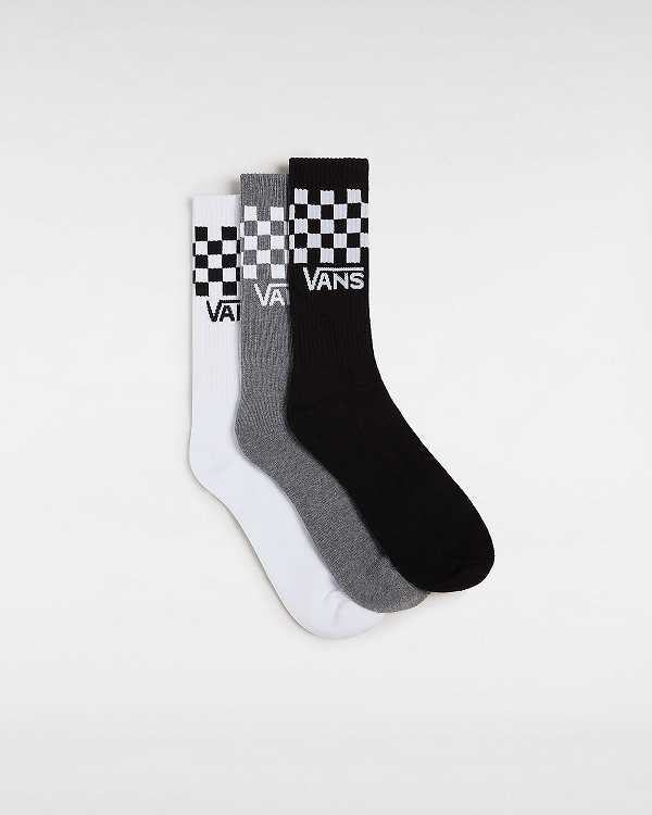 Meias Vans Classic Check Crew (3 pairs) Unisex Pretas | VN0635187