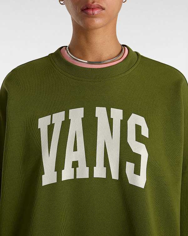 Moletom Vans Stadium French Terry Loose Crew Feminino Verdes | VN4837210