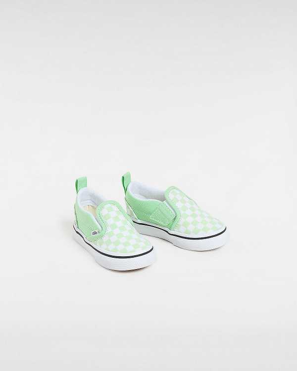 Sapatos Slip On Vans Checkerboard (1-4 years) Criança Verdes | VN0934851