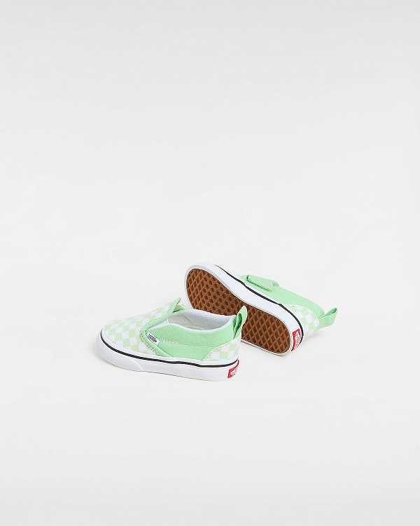 Sapatos Slip On Vans Checkerboard (1-4 years) Criança Verdes | VN0934851