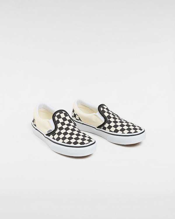 Sapatos Slip On Vans Checkerboard Classic (4-8 years) Criança Pretas Branco | VN3608475