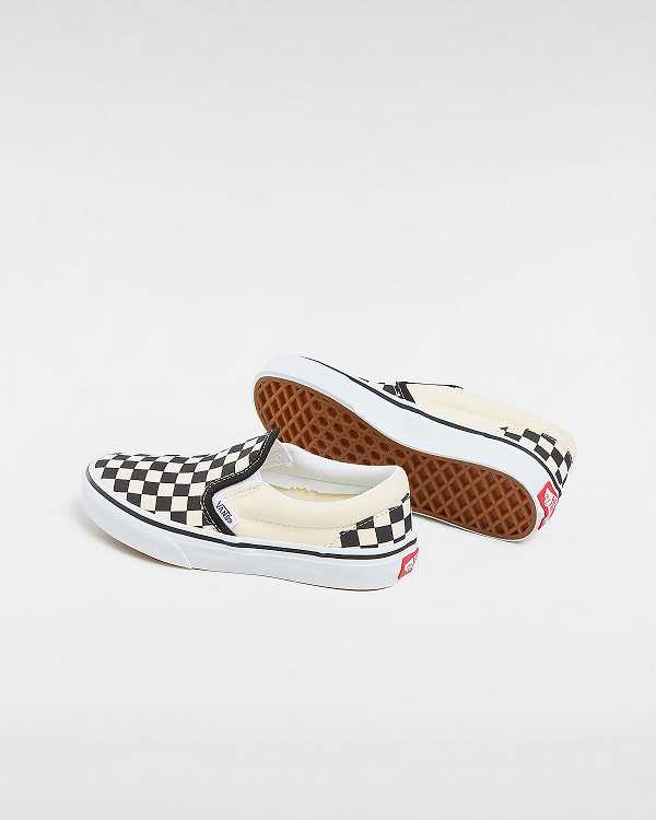 Sapatos Slip On Vans Checkerboard Classic (4-8 years) Criança Pretas Branco | VN3608475