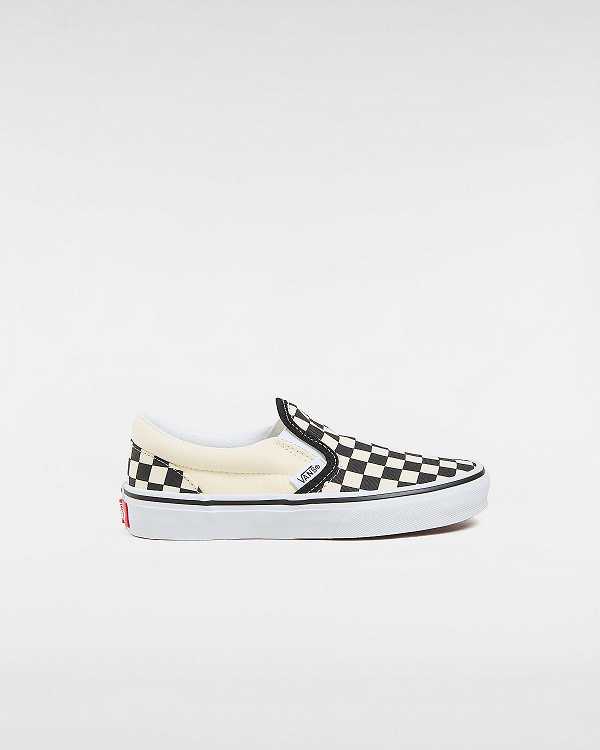 Sapatos Slip On Vans Checkerboard Classic (4-8 years) Criança Pretas Branco | VN3608475