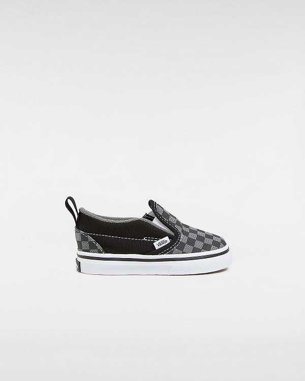 Sapatos Slip On Vans Checkerboard Hook And Loop (1-4 years) Criança Pretas Branco | VN1963058