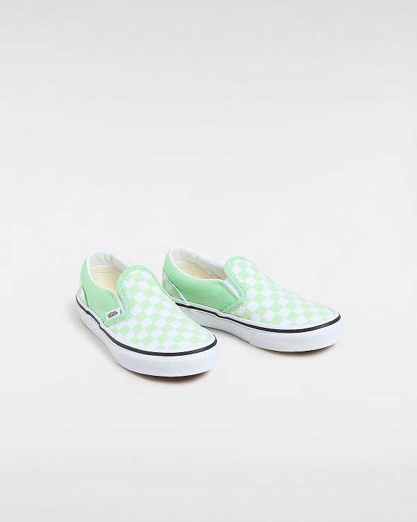 Sapatos Slip On Vans Classic Checkerboard (4-8 Years) Criança Verdes | VN6027958