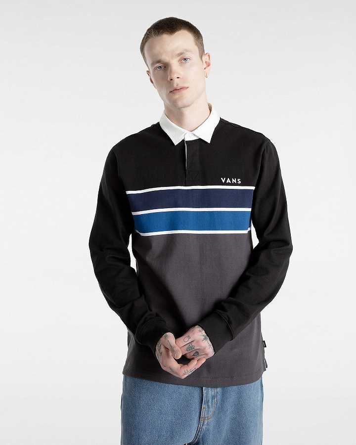 Suéter Vans Harrison Rugby Long Sleeve Knit Masculino Pretas | VN1039274