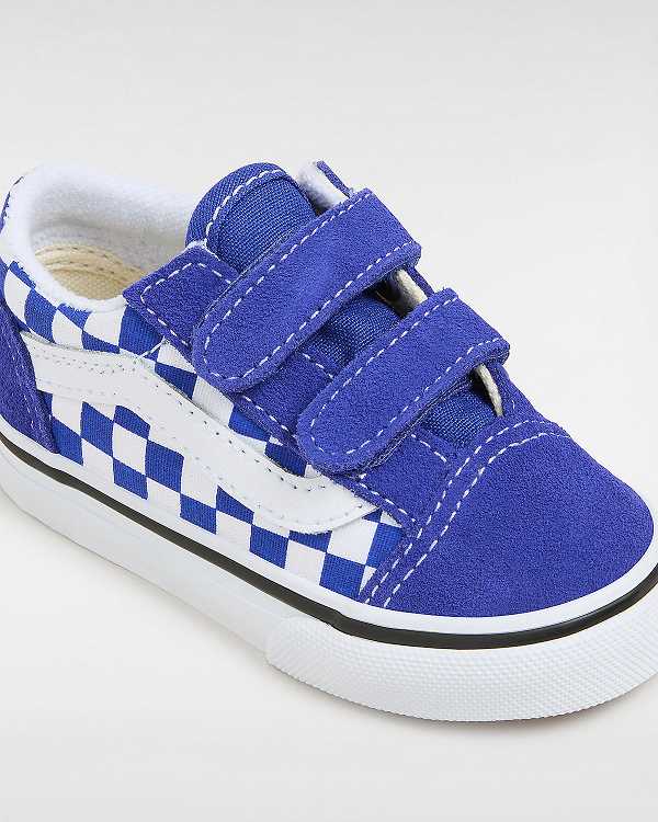 Tenis Vans Old Skool Hook and Loop Checkerboard (1-4 Years) Criança Azuis | VN9653247