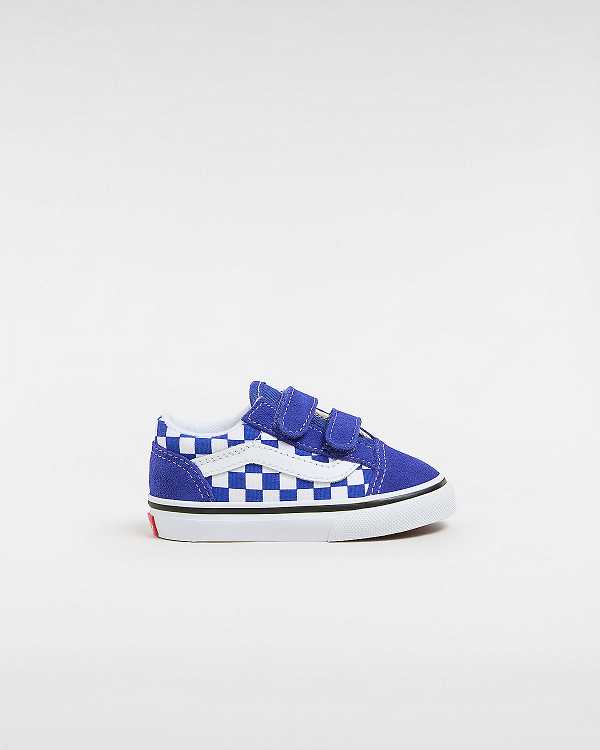 Tenis Vans Old Skool Hook and Loop Checkerboard (1-4 Years) Criança Azuis | VN9653247