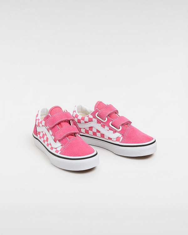 Tenis Vans Old Skool Hook and Loop Checkerboard (4-8 Years) Criança Rosa | VN8795164