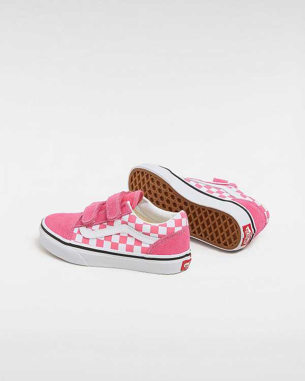 Tenis Vans Old Skool Hook and Loop Checkerboard (4-8 Years) Criança Rosa | VN8795164