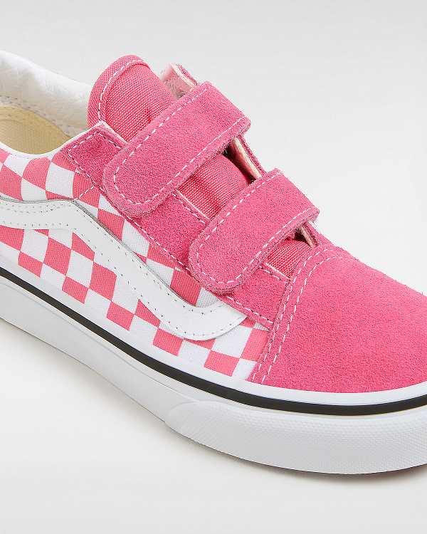 Tenis Vans Old Skool Hook and Loop Checkerboard (4-8 Years) Criança Rosa | VN8795164