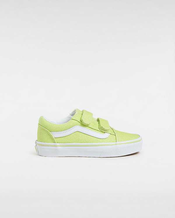 Tenis Vans Old Skool Hook and Loop Glitter (4-8 years) Criança Amarelas | VN8216439