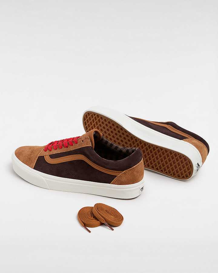 Tenis Vans Old Skool Pig Suede Masculino Marrom Laranja | VN4150269